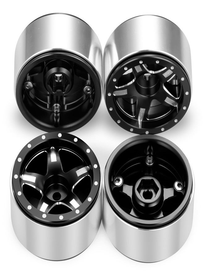 RCHUBAM 1.3 Beadlock Wheels with 5-Spoke Aluminium 1.3in RC Wheel Rims 72g Compatible with TRX4-M SCX24 Upgrade 1/24 1/18 RC Crawler Car Upgrade Parts #A (Black) - Image 4